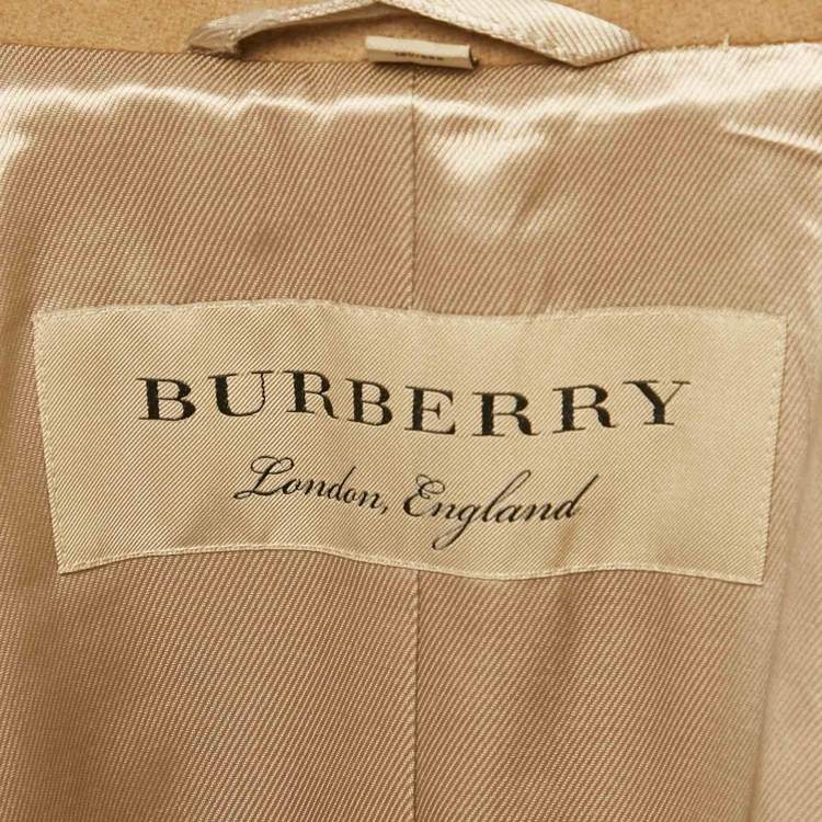 مملوكة مسبقًا Burberry Camel Brown Felt Pea Coat L