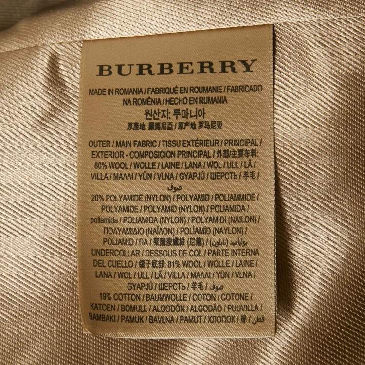 مملوكة مسبقًا Burberry Camel Brown Felt Pea Coat L