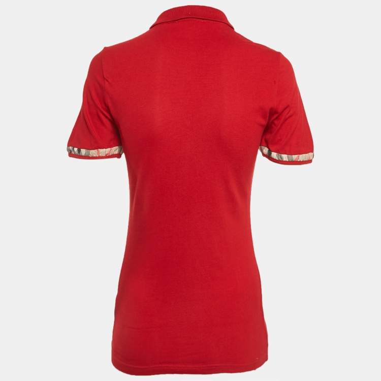 Pre Owned Burberry Brit Red Cotton Pique Polo T-Shirt S