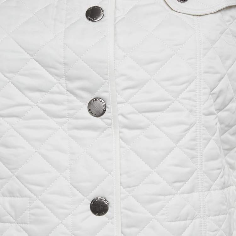 Pre Owned Burberry Brit White Synthetic Quilted Button Front Jacket M