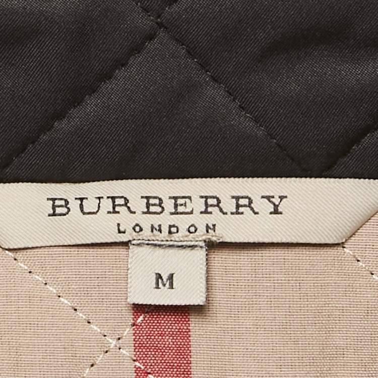 Pre Owned Burberry Black Synthetic Quilted Mid-Length Coat M