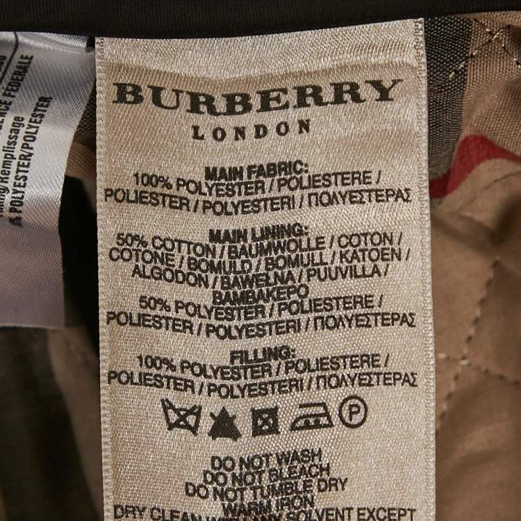 Pre Owned Burberry Black Synthetic Quilted Mid-Length Coat M