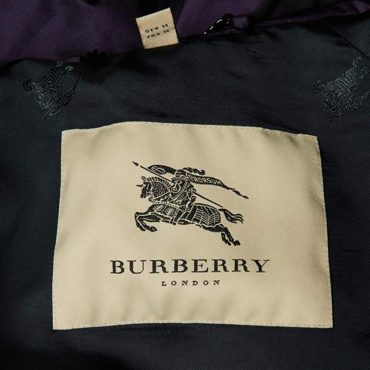 Pre Owned Burberry Purple Zip Up Belted Jacket S