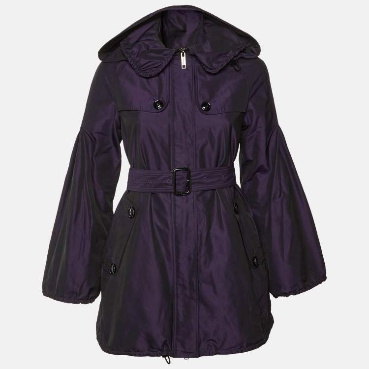 Pre Owned Burberry Purple Zip Up Belted Jacket S