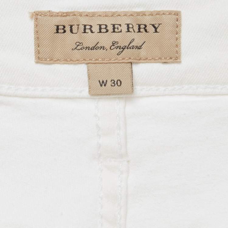 Pre Owned Burberry White Denim Straight High-Rise Jeans M