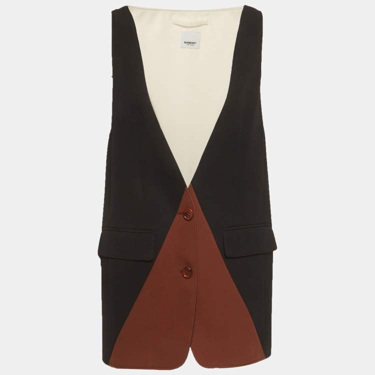 Pre Owned Burberry Multicolour Wool Colorblock Pattern Sleeveless Vest S
