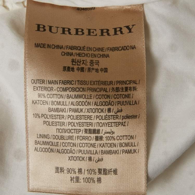 Pre Owned Burberry White Cotton Daniela Eyelet Shirt Dress S