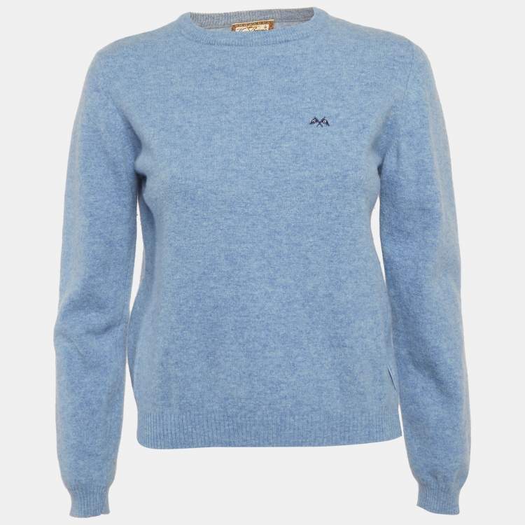 Pre Owned Thomas Burberry Blue Wool Crewneck Sweater S