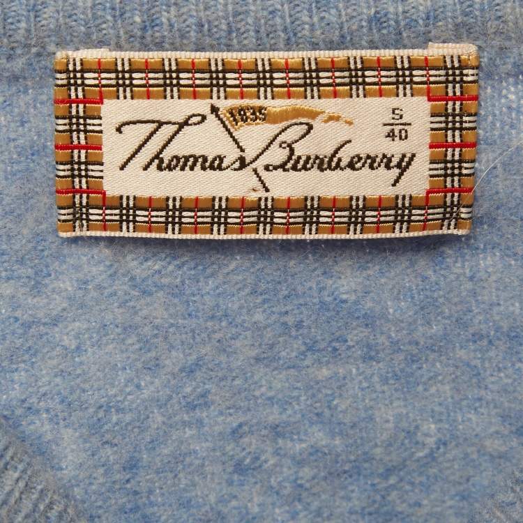 Pre Owned Thomas Burberry Blue Wool Crewneck Sweater S