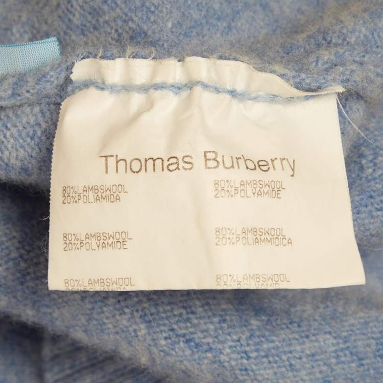 Pre Owned Thomas Burberry Blue Wool Crewneck Sweater S