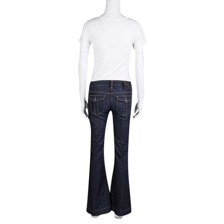 Pre Owned Burberry London Indigo Dark Wash Denim Flared Bottom Windsor Jeans M
