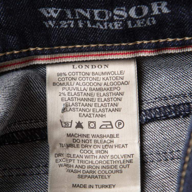 Pre Owned Burberry London Indigo Dark Wash Denim Flared Bottom Windsor Jeans M