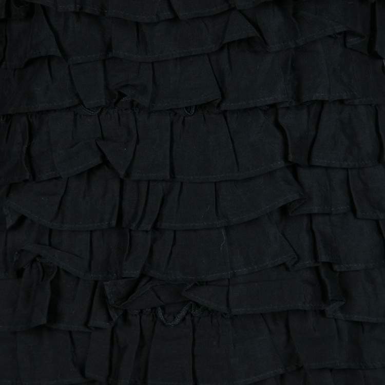 مملوكة مسبقًا Burberry London Black Cotton Tiered Ruffle Bottom Sleeveless Dress S