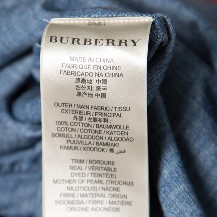 Pre Owned Burberry Brit Indigo Chambray Pintuck Detail Shirt Dress S
