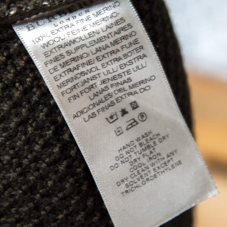 Pre Owned Burberry Dark Green Merino Wool Tab Detail High Neck Sweater Top S