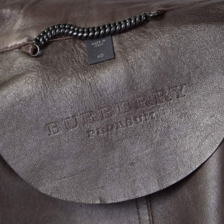 Pre Owned Burberry Prorsum Brown Lamb Leather Fringed Trim Jacket S