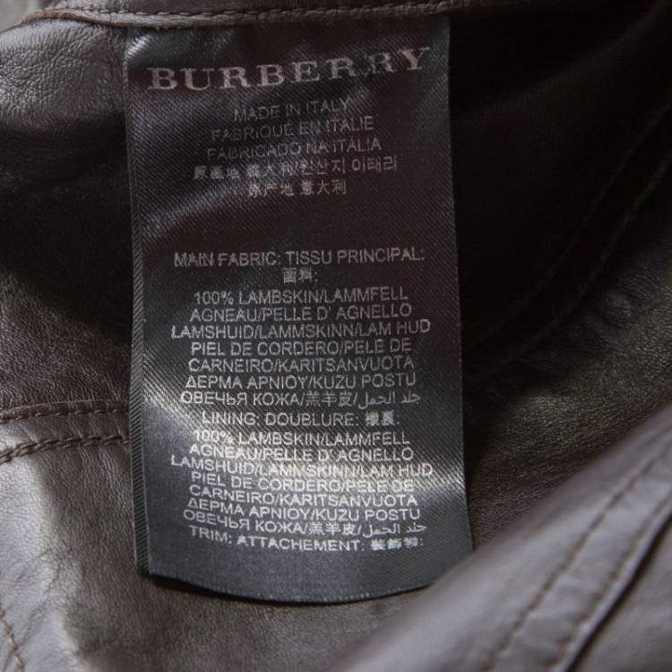 Pre Owned Burberry Prorsum Brown Lamb Leather Fringed Trim Jacket S