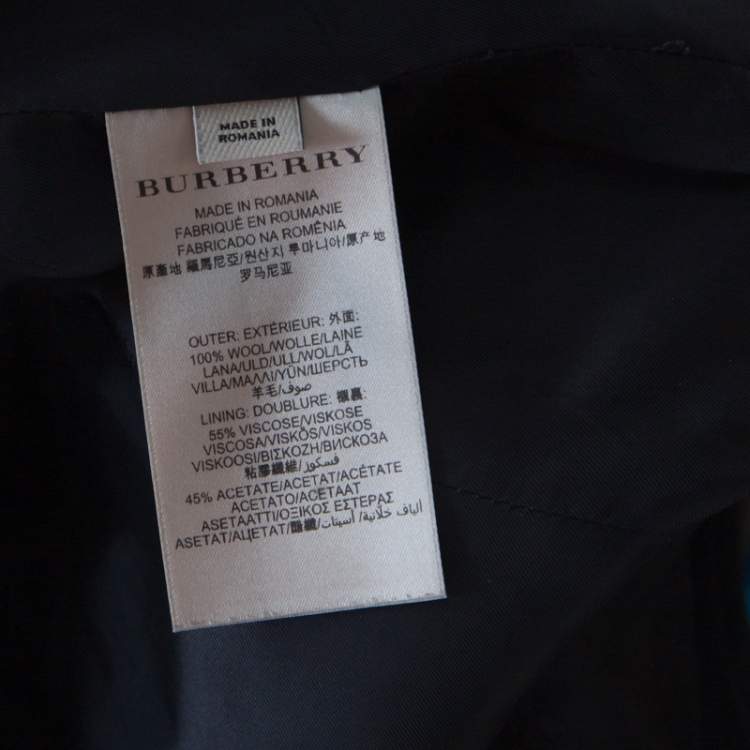 Pre Owned Burberry London Black Wool Double Breasted Coat L