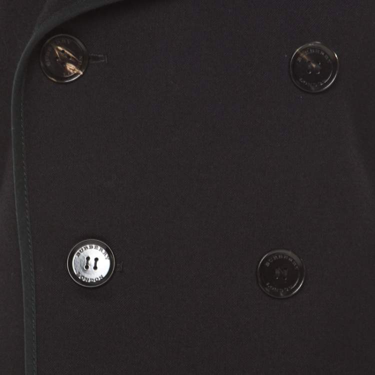 Pre Owned Burberry London Black Wool Double Breasted Coat L