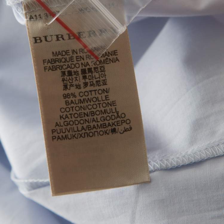 Pre Owned Burberry Brit City Blue Cotton Stretch Button Front Shirt XL