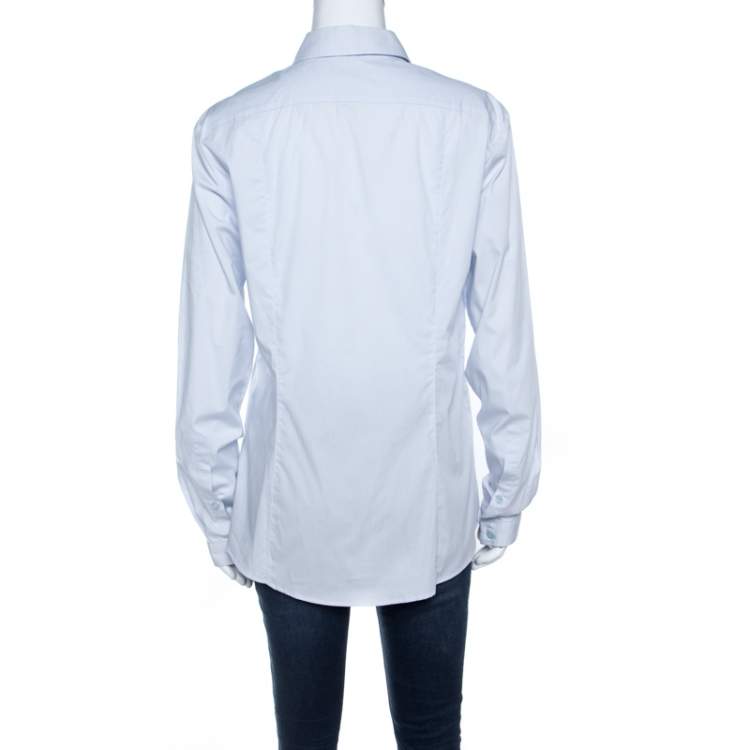 Pre Owned Burberry Brit City Blue Cotton Stretch Button Front Shirt XL