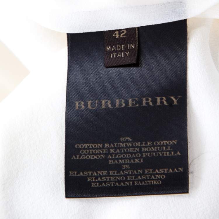 Pre Owned Burberry Off White Cotton Pencil Skirt M