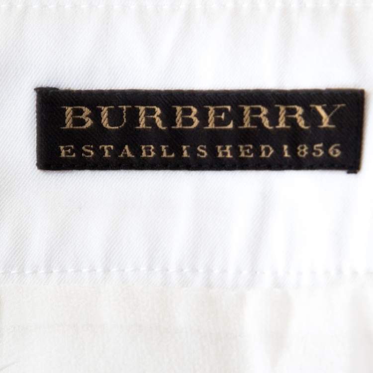 Pre Owned Burberry Off White Cotton Pencil Skirt M