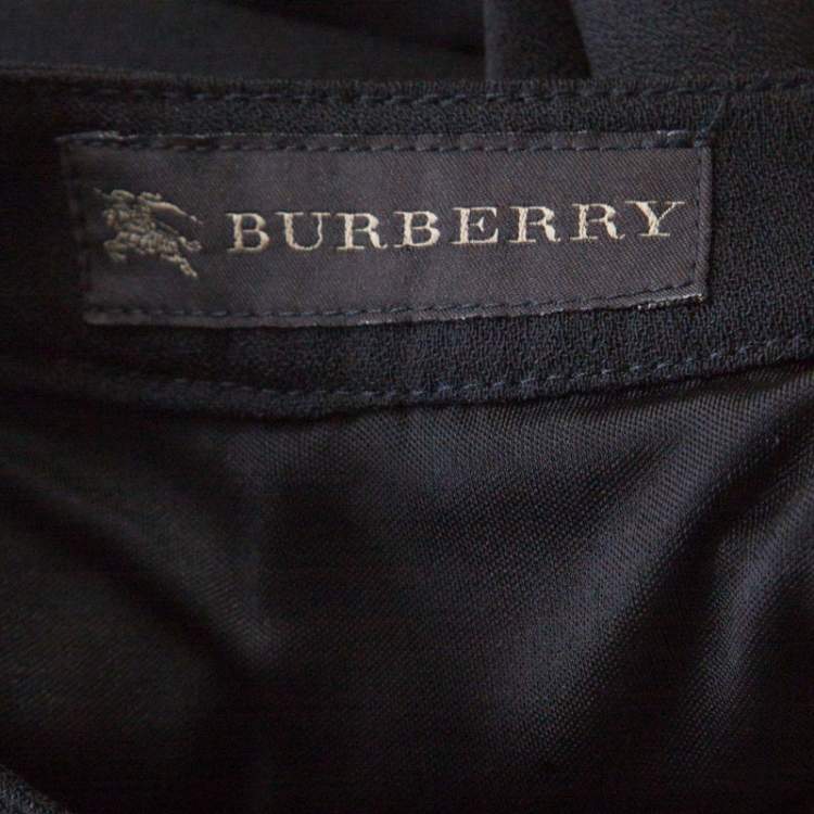 Pre Owned Burberry Black Wool Crepe Buttoned Long Sleeve Balloon Hem Dress M