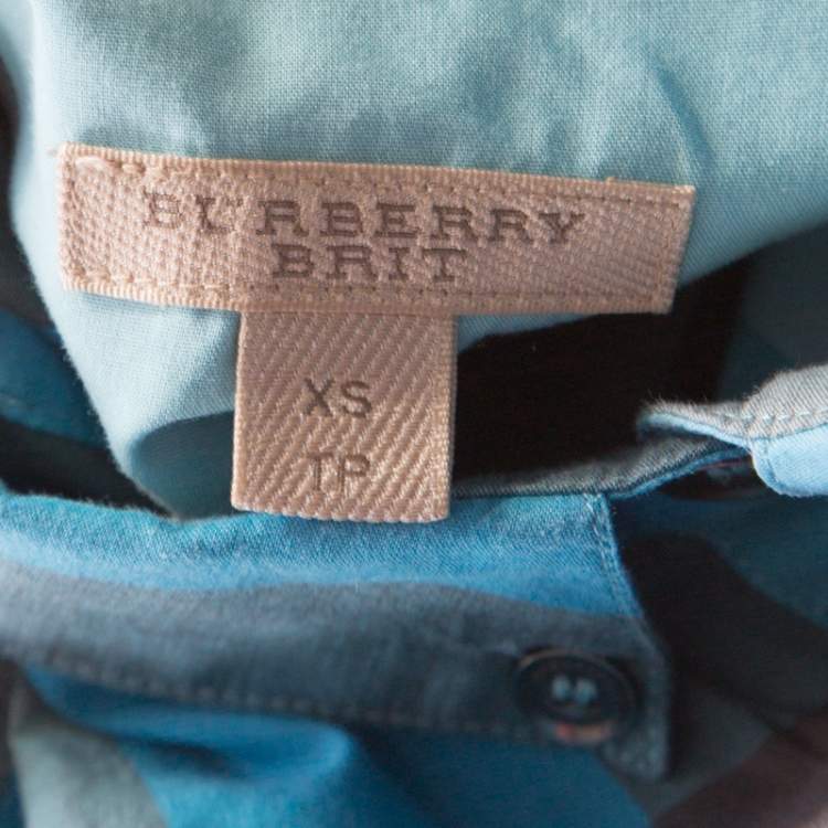 Pre Owned Burberry Brit Multicolor Checked Cotton Short Sleeve Shirt XS