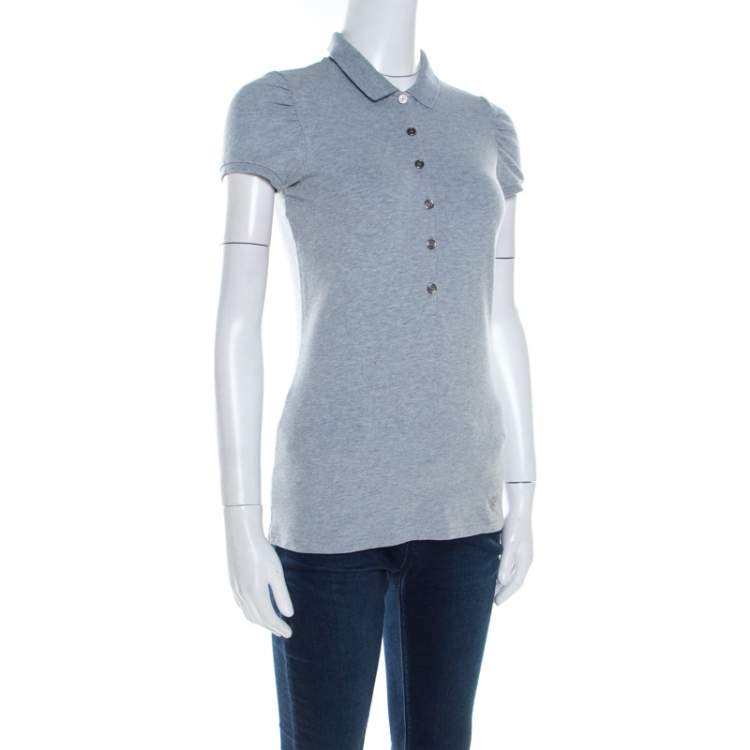 Burberry polo shirt womens sales grey