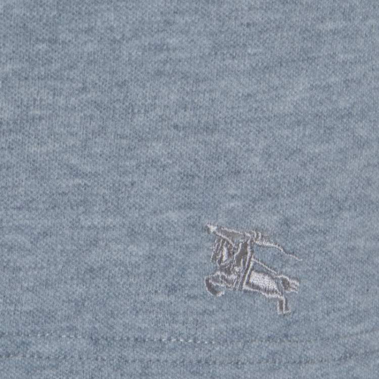 Pre Owned Burberry Brit Grey Pique Cotton Novacheck Trim Puffed Sleeve Polo T-Shirt S