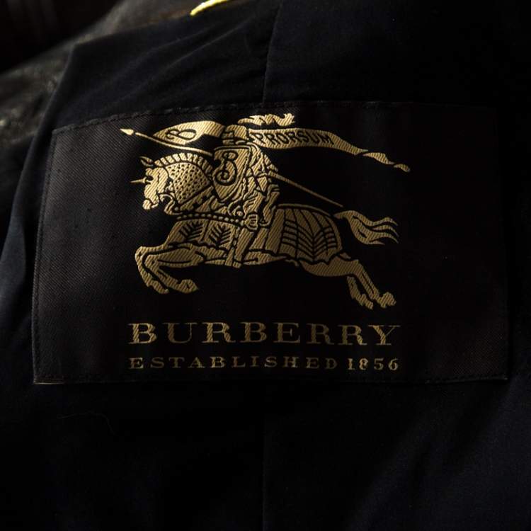 مملوكة مسبقًا Burberry Black Leather Double Button Panel Peplum Moto Jacket M