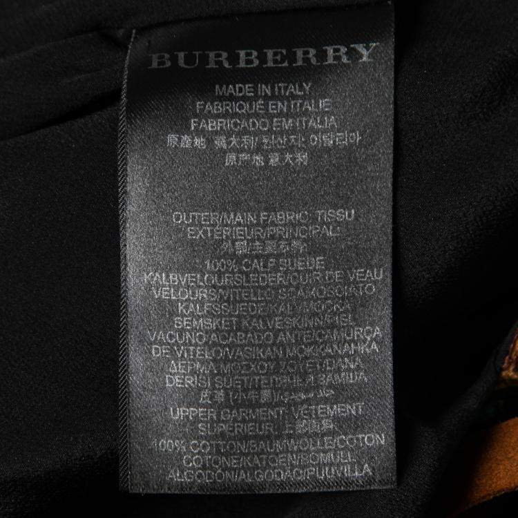 Pre Owned Burberry Prorsum Russet Brown Mirror Embellished Fringed Suede Midi Dress S