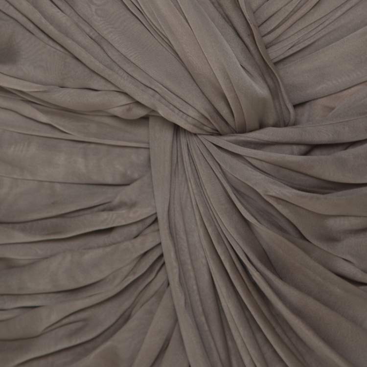 Pre Owned Burberry Prorsum Taupe Knotted Silk Chiffon Skirt S
