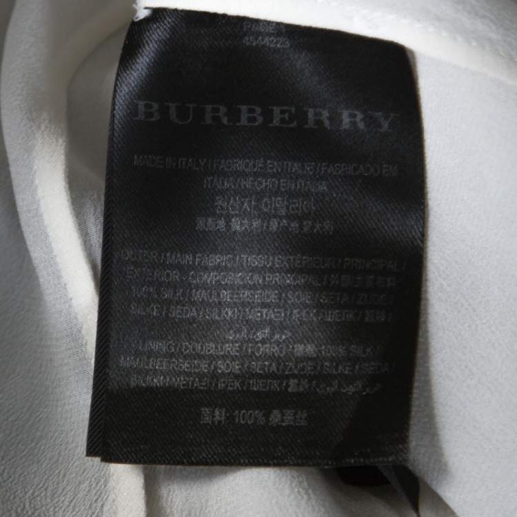 Pre Owned Burberry Black and White Chiffon Pintuck Bodice Maxi Dress M 
