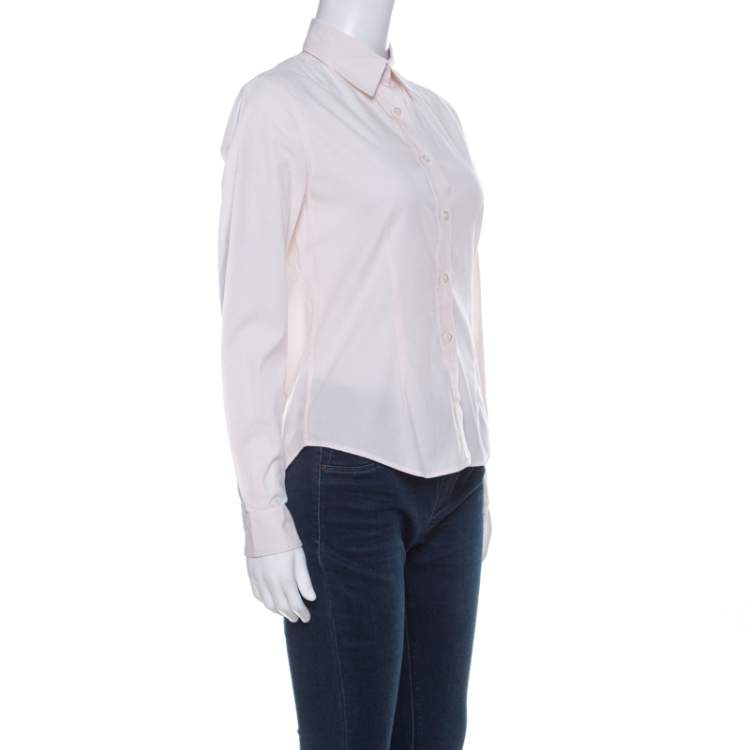 Pre Owned Burberry Light Pink Cotton Button Down Full Sleeve Shirt S