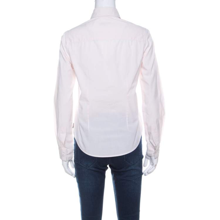 Pre Owned Burberry Light Pink Cotton Button Down Full Sleeve Shirt S