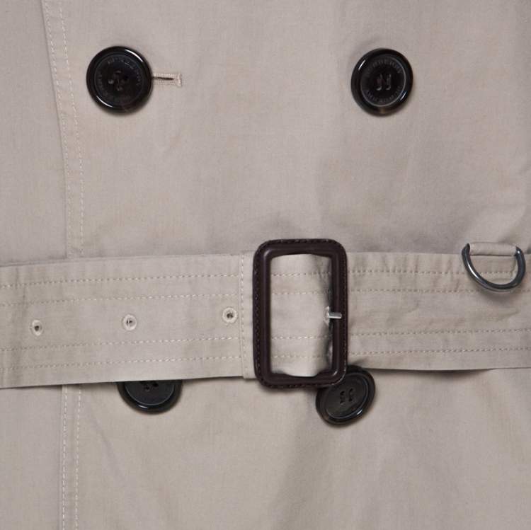 Pre Owned Burberry Brit Beige Cotton Double Breasted Belted Trench Coat XXL