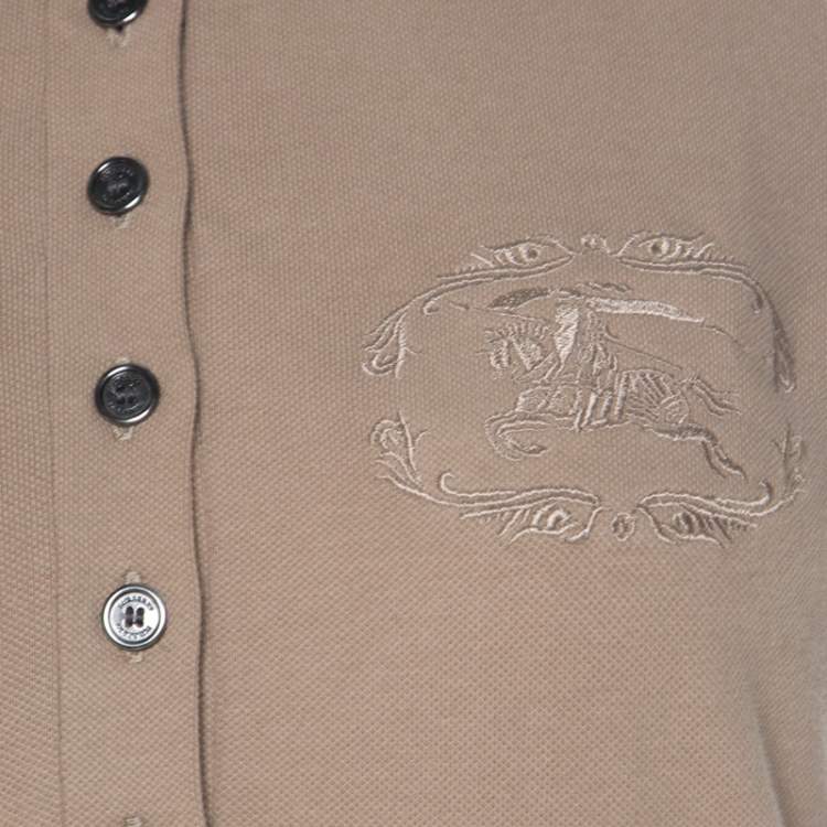 مملوكة مسبقًا Burberry Beige Cotton Puff Sleeve Polo T-Shirt S