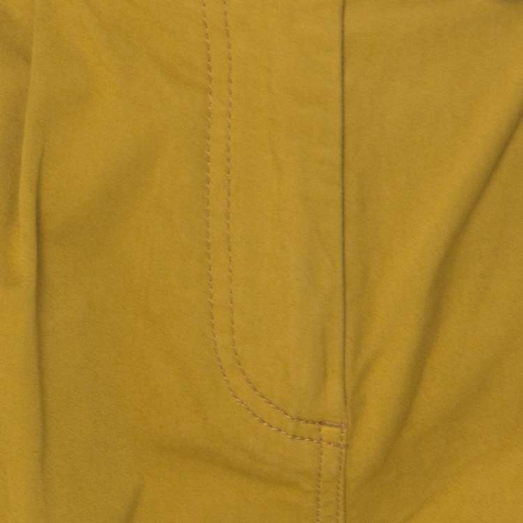 Pre Owned Burberry Mustard Yellow Cotton High Waist Back Buckle Detail Shorts S