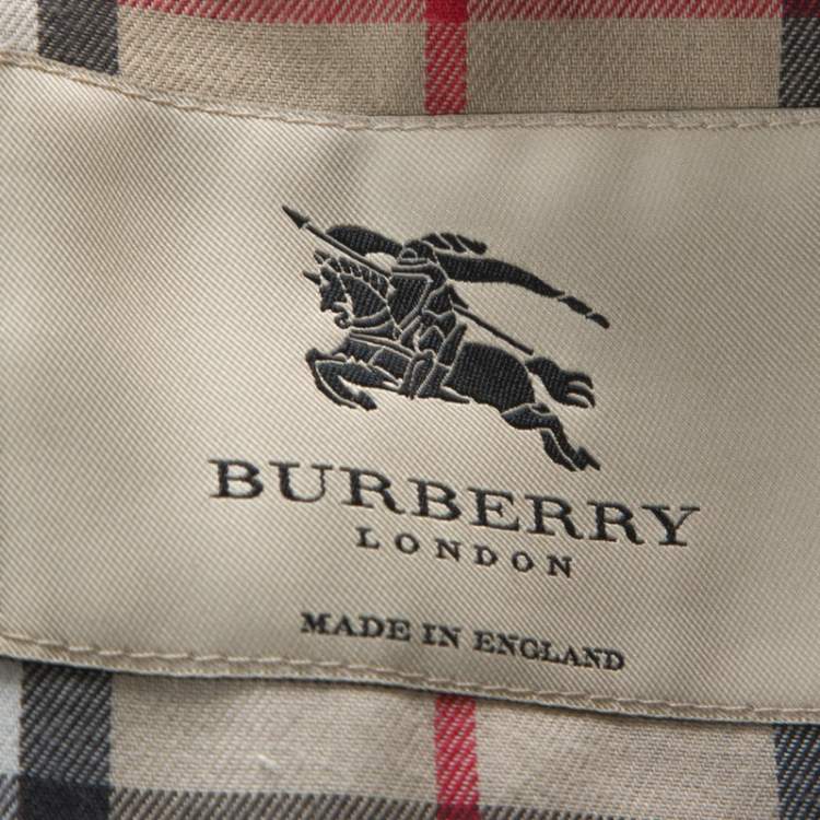 Pre Owned Burberry London Black Cotton Double Breasted Mid Length Trench Coat S