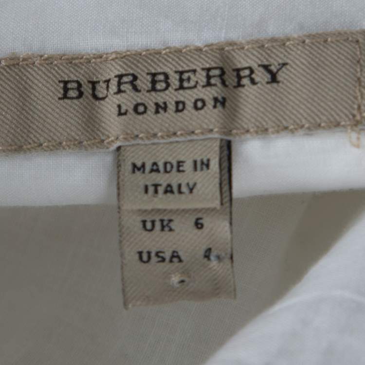 Pre Owned Burberry London White Eyelet Cotton Button Front Short Flared Skirt S 