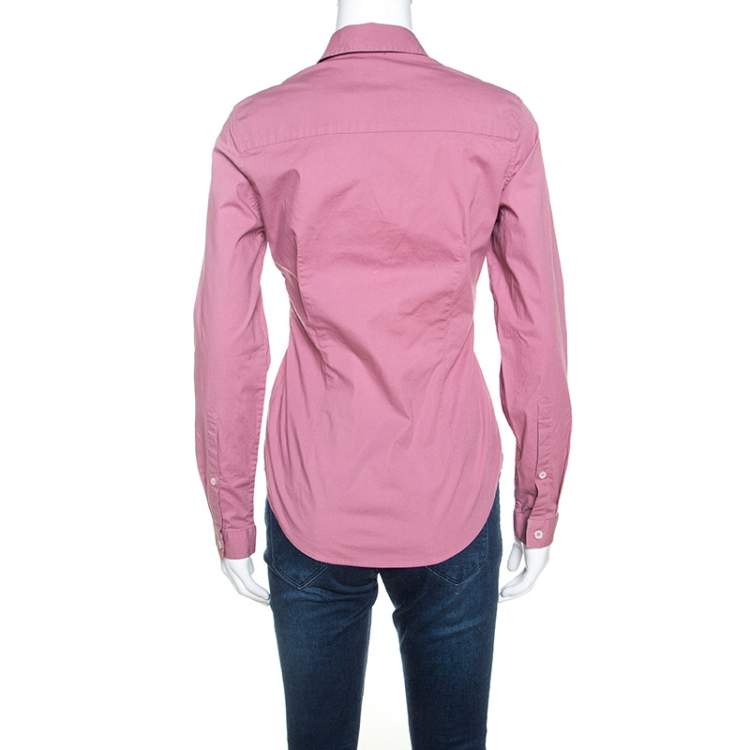 Pre Owned Burberry Brit Pink Stretch Cotton Button Front Shirt S