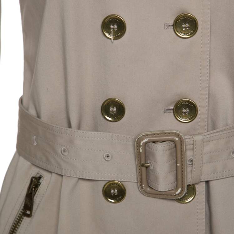 Pre Owned Burberry Beige Gabardine Double Breasted Trench Coat S