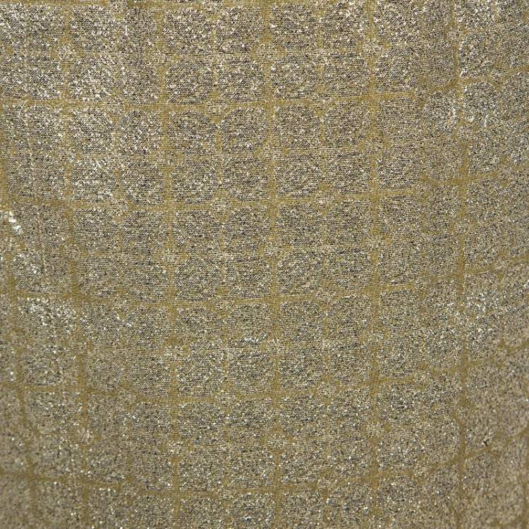 Pre Owned Burberry Metallic Jacquard Lame Pencil Skirt L