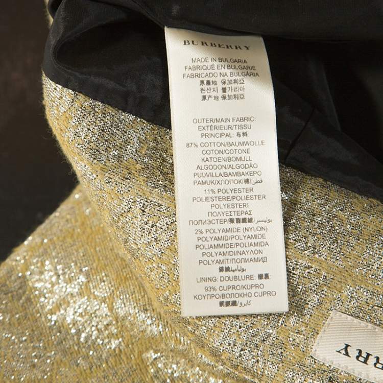 Pre Owned Burberry Metallic Jacquard Lame Pencil Skirt L