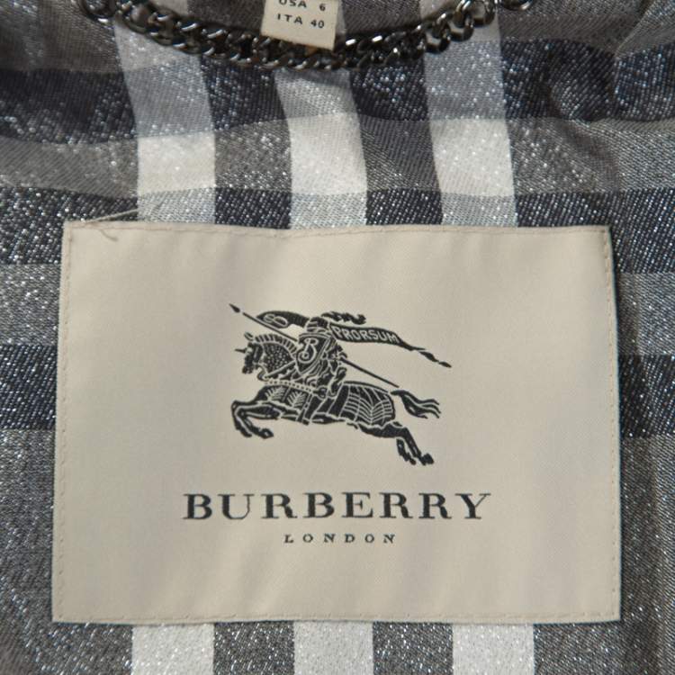 Pre Owned Burberry Black Quilted Zip Front Belted Jacket S