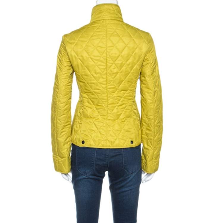 Pre Owned Burberry Pear Green Zip Front Quilted Jacket XS