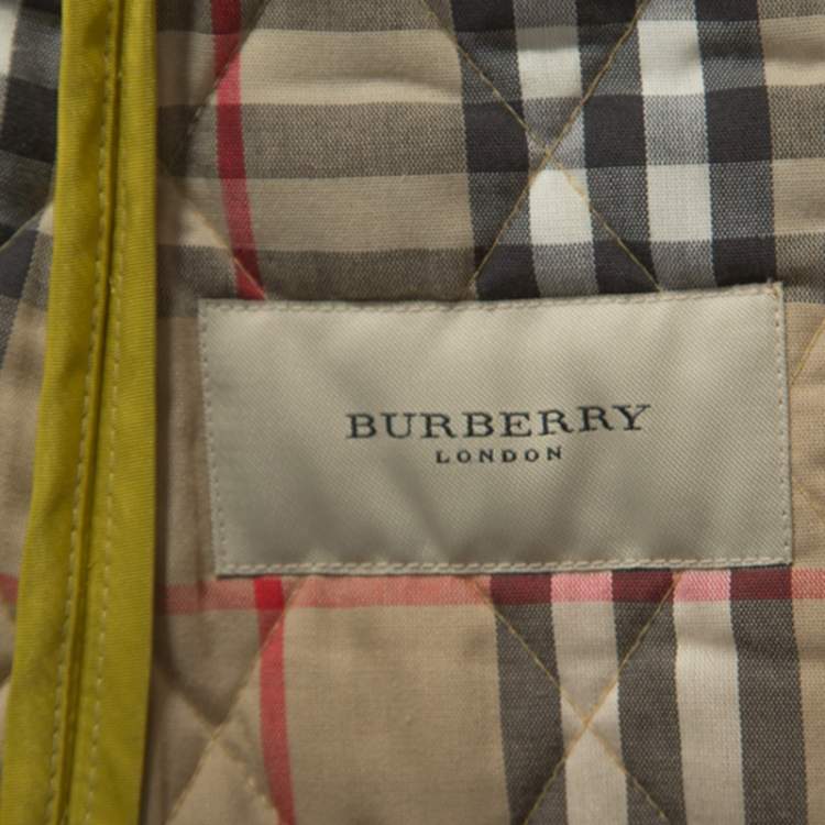 Pre Owned Burberry Pear Green Zip Front Quilted Jacket XS
