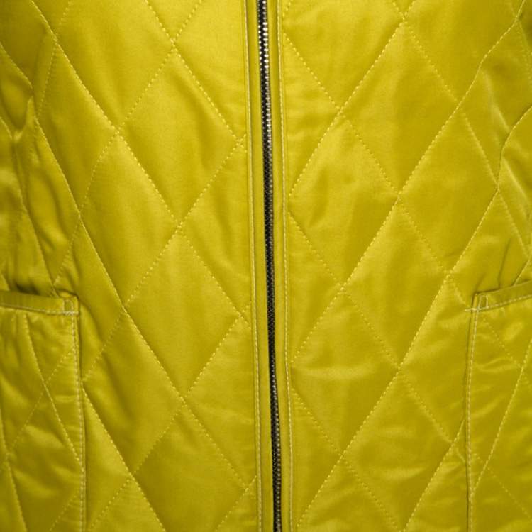 Pre Owned Burberry Pear Green Zip Front Quilted Jacket XS